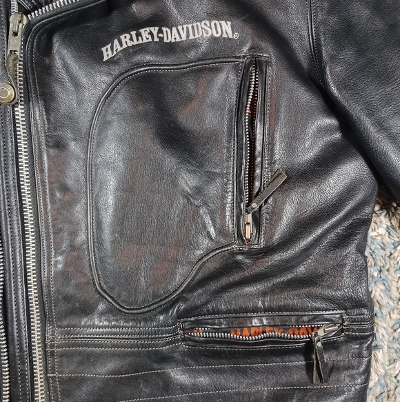 Vintage Harley Davidson Leather Jacket D Pocket Embroidered Double Zipper - Picture 4 of 15